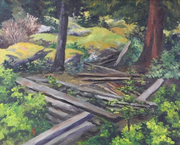 Remains of Line Fence - Oil on Board 1967